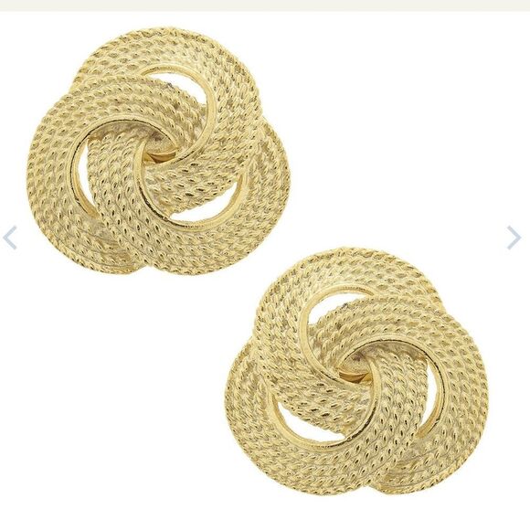 Gold Celtic Knot Earrings with Textured Finish. PLEASE NOTE THESE ARE CLIP ON - Picture 1 of 3